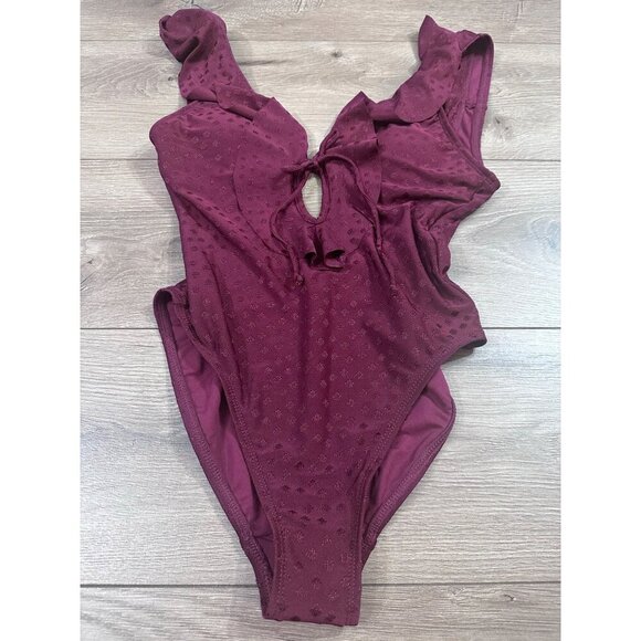 Robin Piccone Julianna Dot Ruffle Deep V-neck One-piece Swimsuit NWOT 2 - Picture 4 of 10